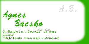 agnes bacsko business card